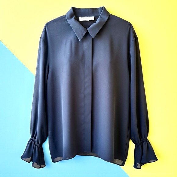 Wheaton & Katz Ltd LIMITED EDITION Long Sleeve Blouse Button Up SHEER Large New - Picture 10 of 12